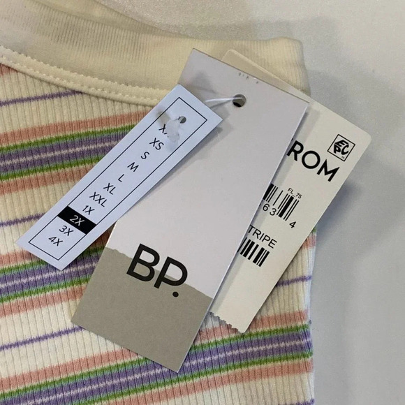 Nordstrom BP Women's White Kalee Stripe Cotton Rib Knit Ringer Tank Size‎ 3X NWT - Picture 6 of 12